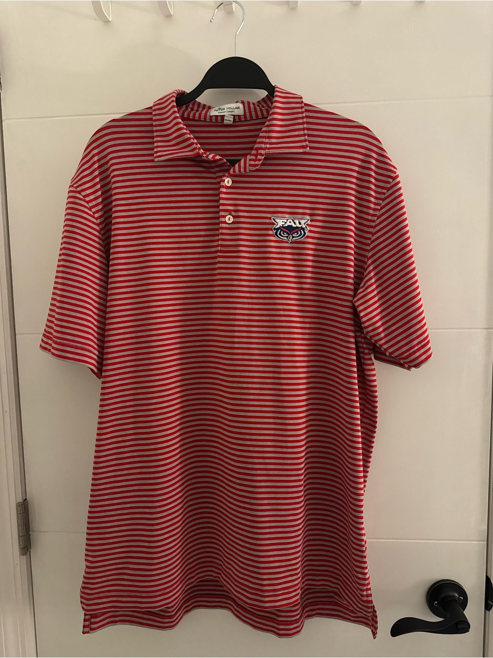 FAU (Florida Atlantic University) Red and White Striped Polo Peter Millar Shirt